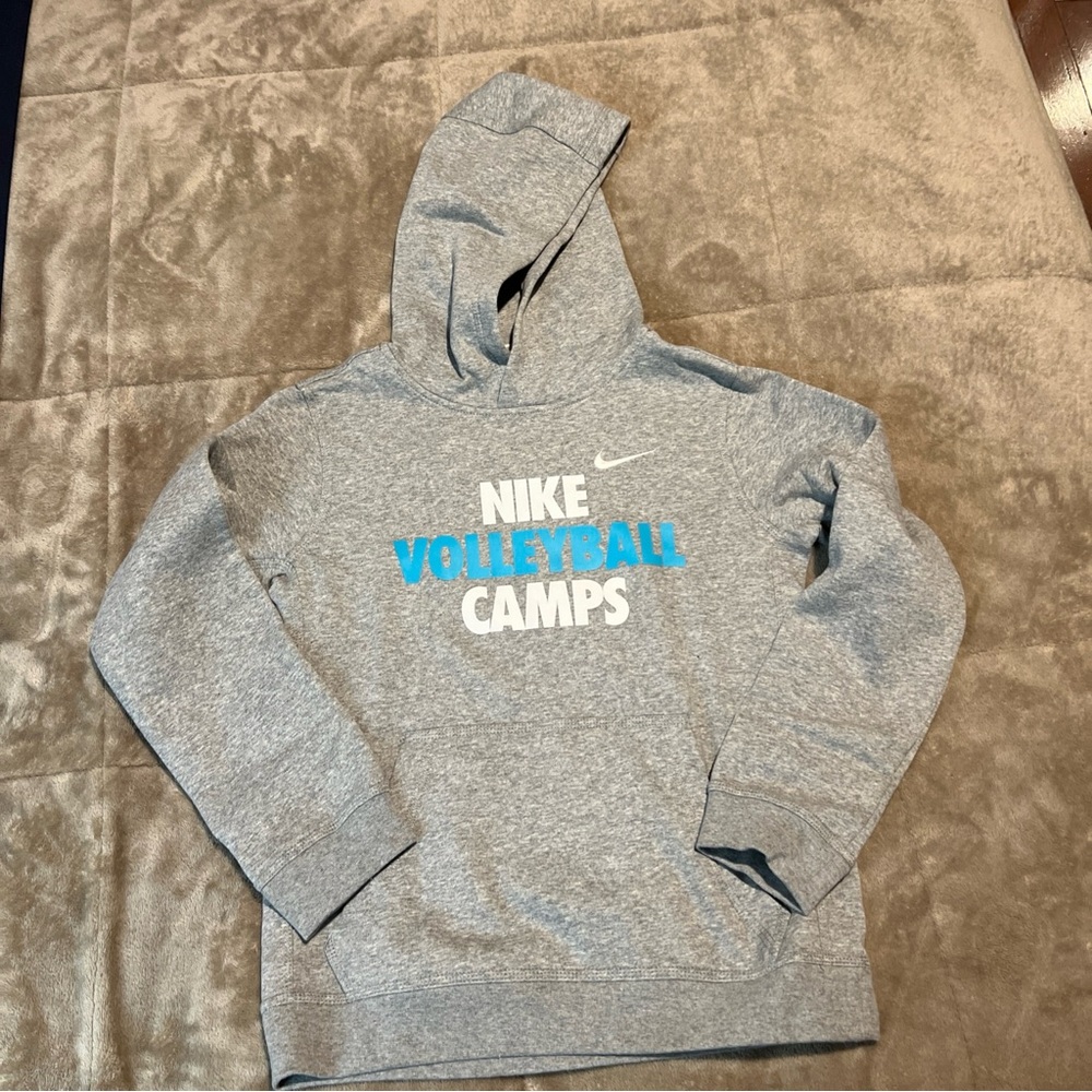 Nike Heather Gray Hoodie with Blue Text